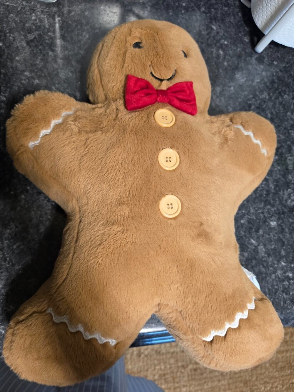 Martha Stewart Gingerbread Boy Brown Plush Pillow 18.5 x 12